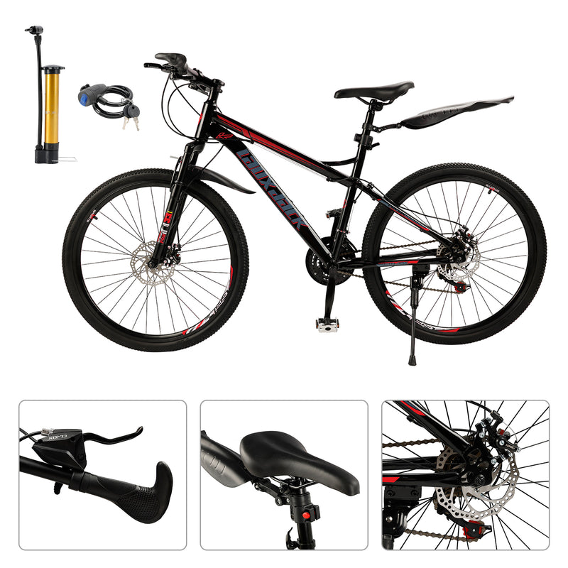 26" 21 speed Mountain Bike Double Disc Brake Thumb Shifter Unisex Teenagers MTB