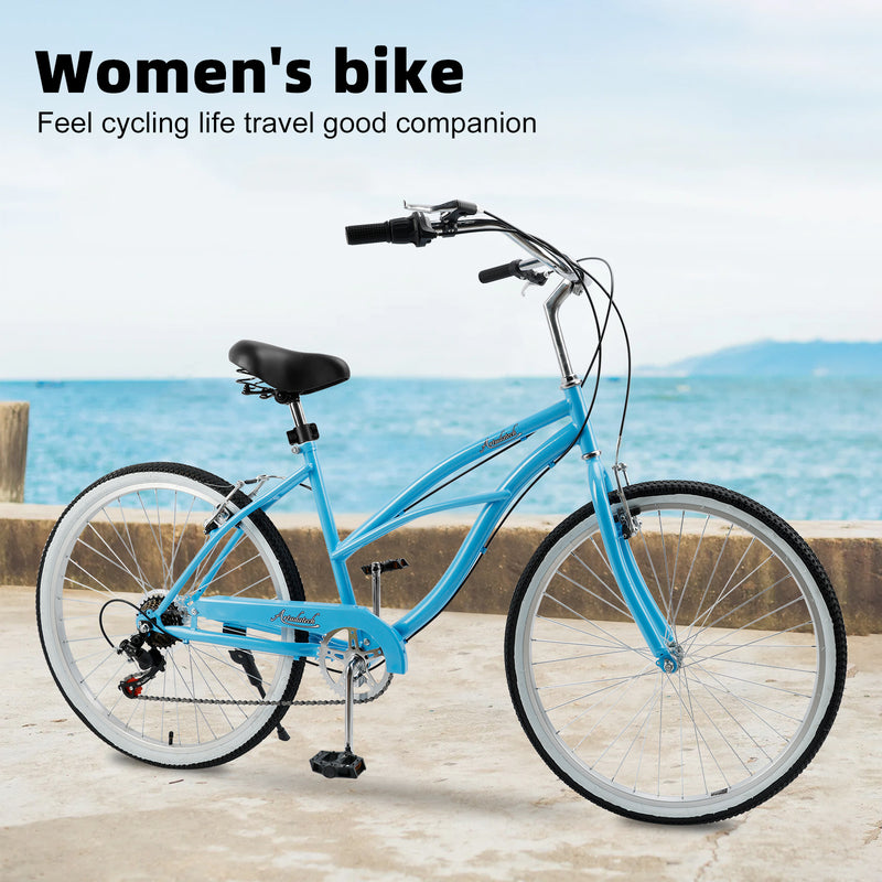 Urban Lady Girl's Bicycle Women's Beach Cruiser Bike 26 Inches 7 Speed