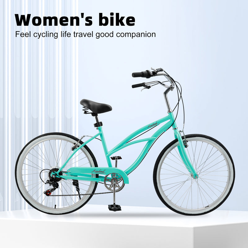 Urban Lady Girl's Bicycle Women's Beach Cruiser Bike 26 Inches 7 Speed