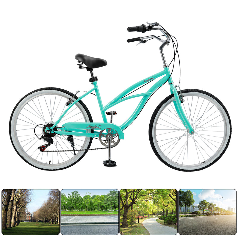 Urban Lady Girl's Bicycle Women's Beach Cruiser Bike 26 Inches 7 Speed