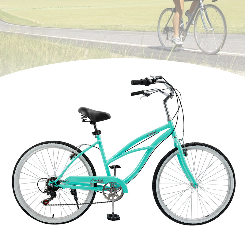 Urban Lady Girl's Bicycle Women's Beach Cruiser Bike 26 Inches 7 Speed