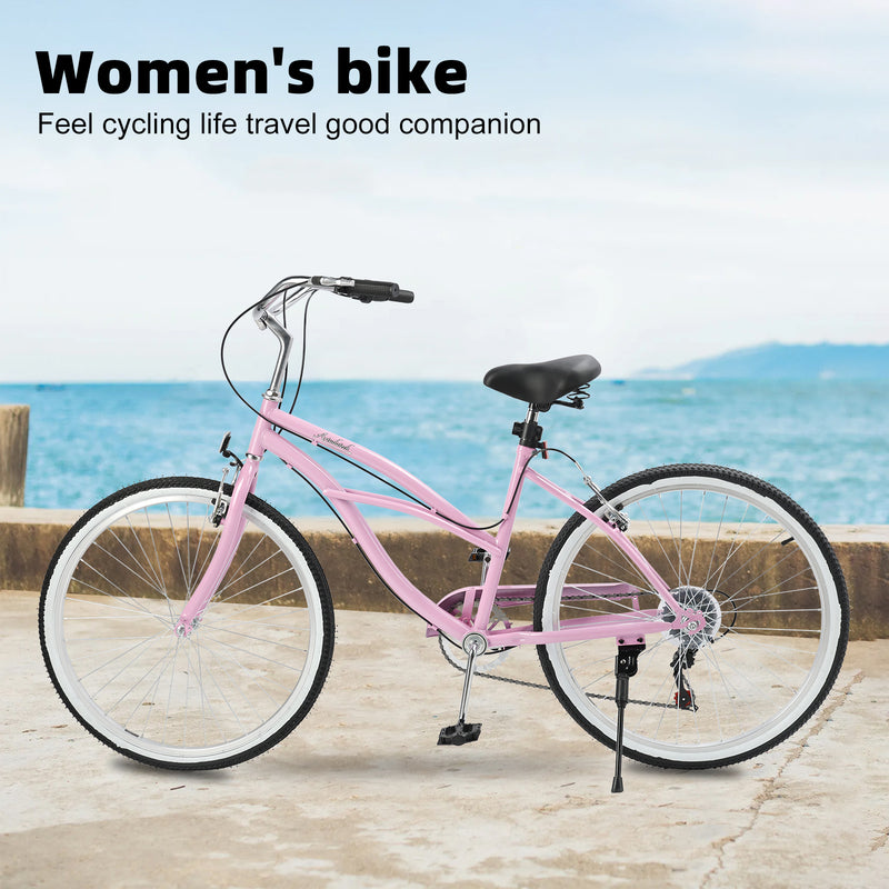 Urban Lady Girl's Bicycle Women's Beach Cruiser Bike 26 Inches 7 Speed