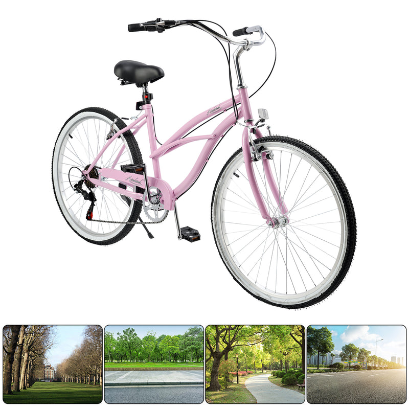 Urban Lady Girl's Bicycle Women's Beach Cruiser Bike 26 Inches 7 Speed