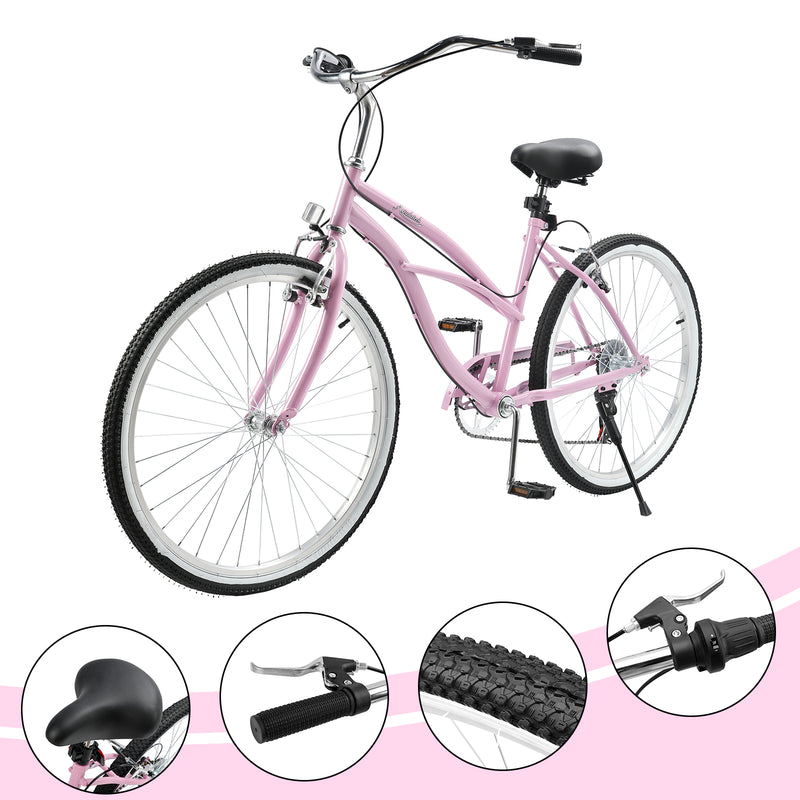 Urban Lady Girl's Bicycle Women's Beach Cruiser Bike 26 Inches 7 Speed