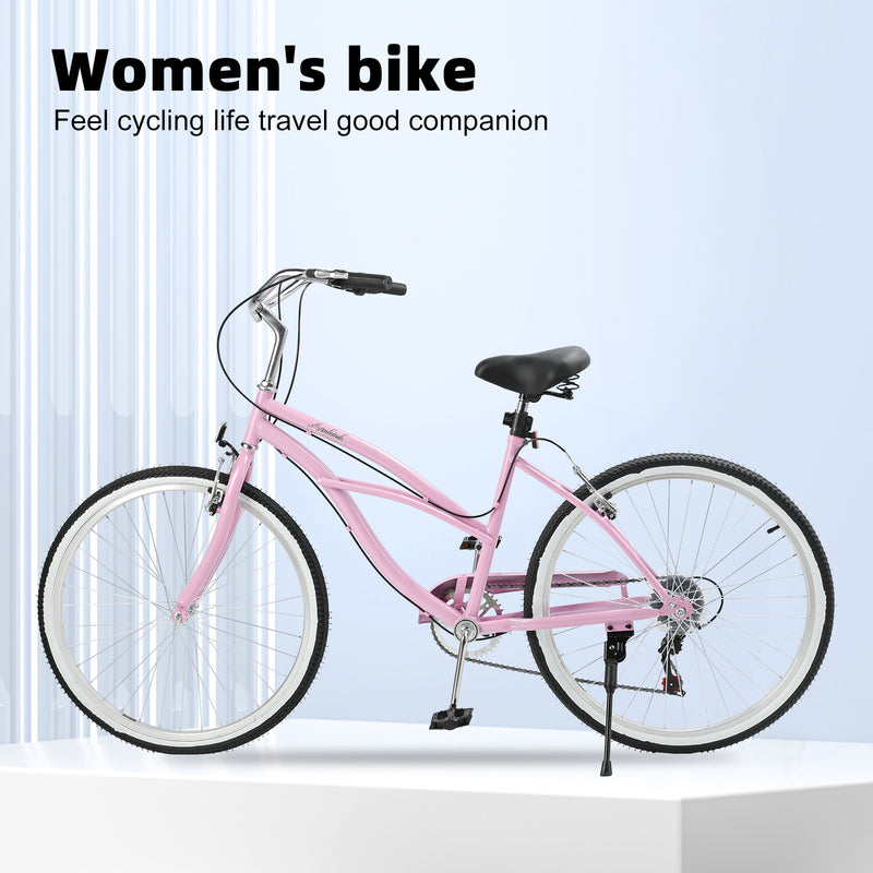 Urban Lady Girl's Bicycle Women's Beach Cruiser Bike 26 Inches 7 Speed