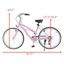Urban Lady Girl's Bicycle Women's Beach Cruiser Bike 26 Inches 7 Speed