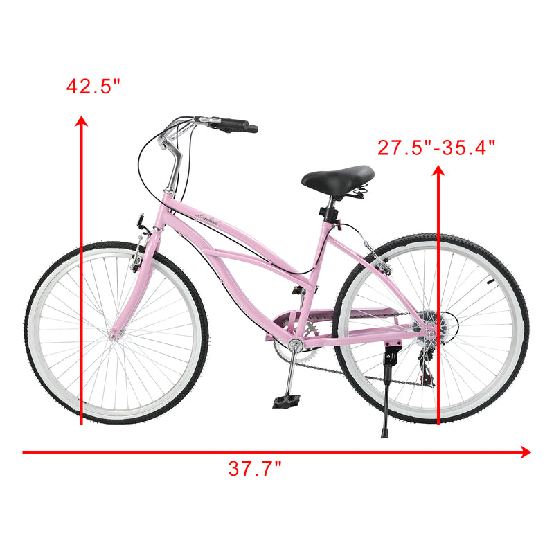 Urban Lady Girl's Bicycle Women's Beach Cruiser Bike 26 Inches 7 Speed