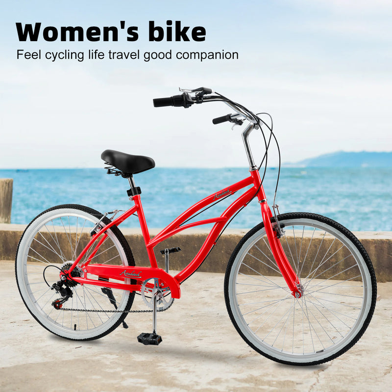 Urban Lady Girl's Bicycle Women's Beach Cruiser Bike 26 Inches 7 Speed