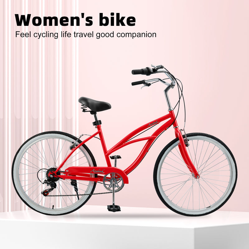 Urban Lady Girl's Bicycle Women's Beach Cruiser Bike 26 Inches 7 Speed