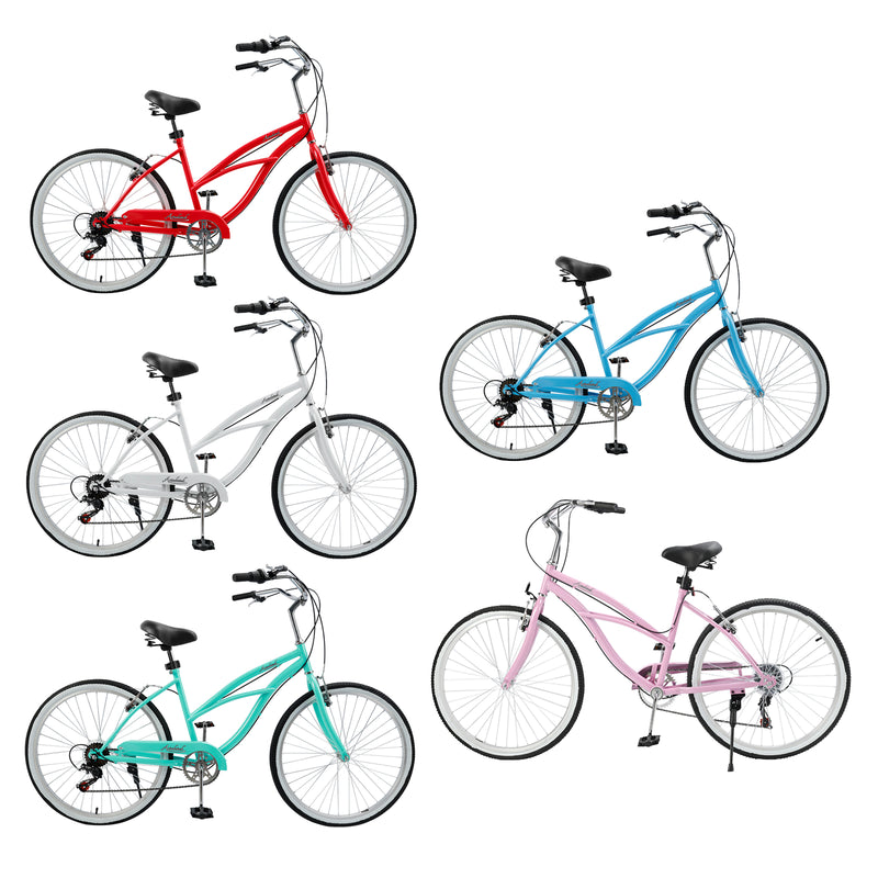 Urban Lady Girl's Bicycle Women's Beach Cruiser Bike 26 Inches 7 Speed