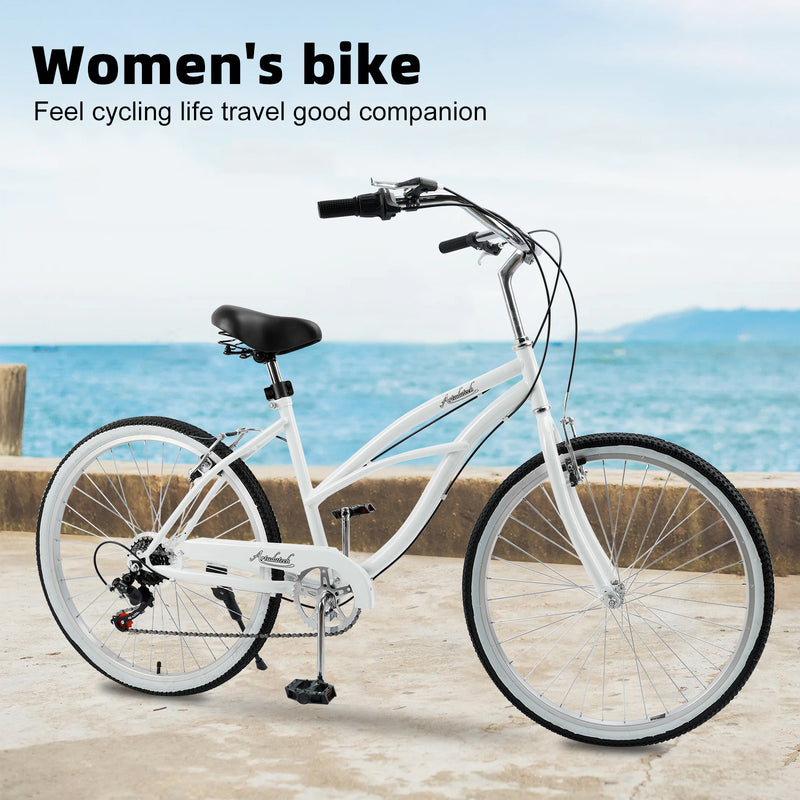 Urban Lady Girl's Bicycle Women's Beach Cruiser Bike 26 Inches 7 Speed