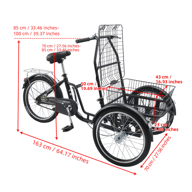 20 inches Pet Dog Cart Tricycle Shopping Three Wheel Tricycle with Basket