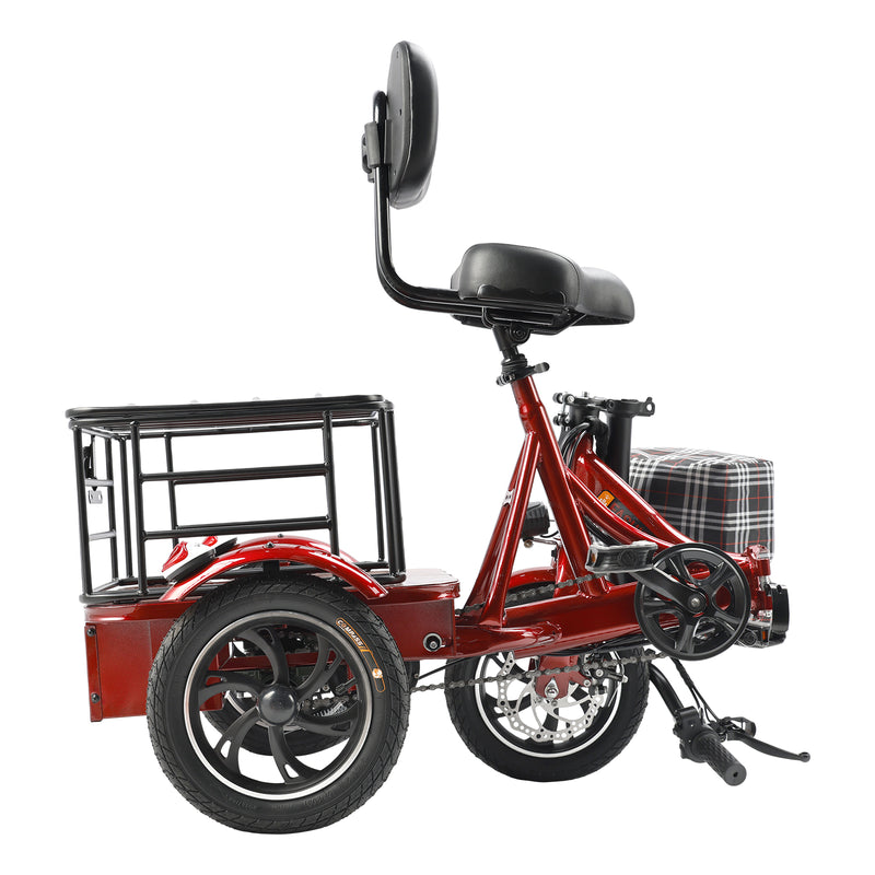 400W 48V 12A Elder Electric folding tricycle 3 wheel e-bike with Basket