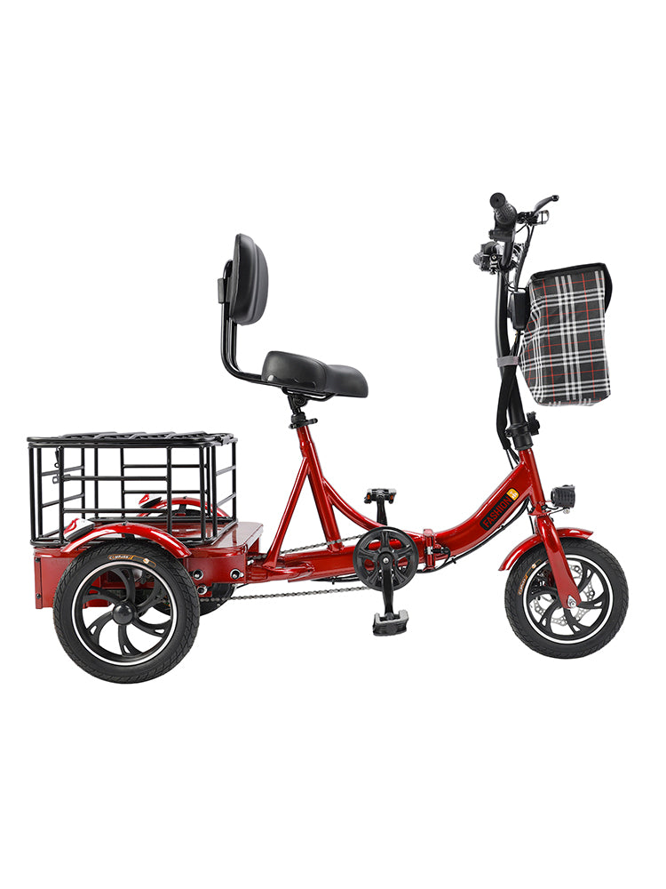 400W 48V 12A Elder Electric folding tricycle 3 wheel e-bike with Basket