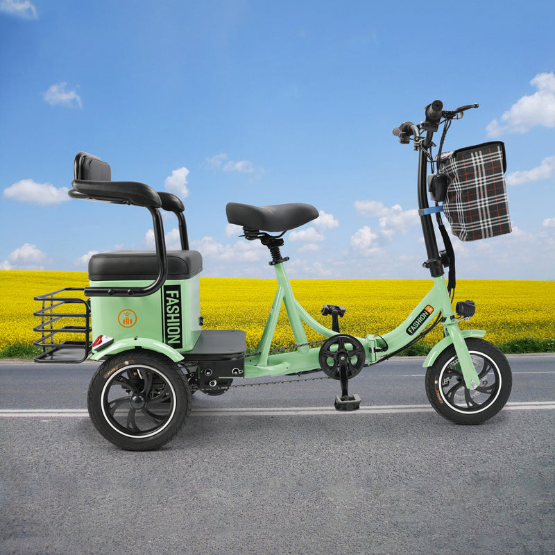 400W 48V 12A Elder Electric folding trike 3 wheel e-bike with Rear Seat