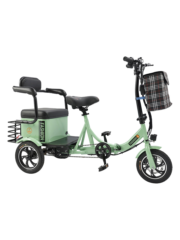 400W 48V 12A Elder Electric folding trike 3 wheel e-bike with Rear Seat