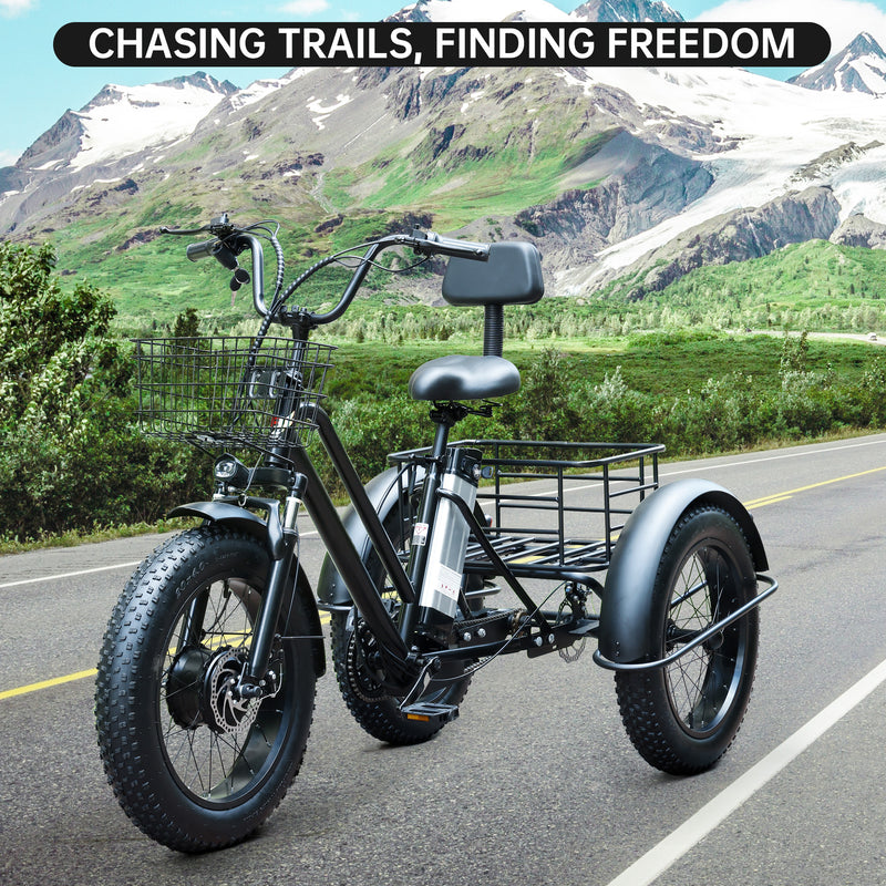500W 48V 13A Electric Snow Tricycle 3 wheel e-bike 4.0 Fat Tire Tricycle