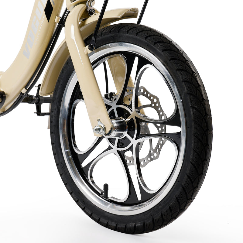 400W 48V 12A Elder Electric folding trike 3 wheel e-bike with Rear Seat Cream