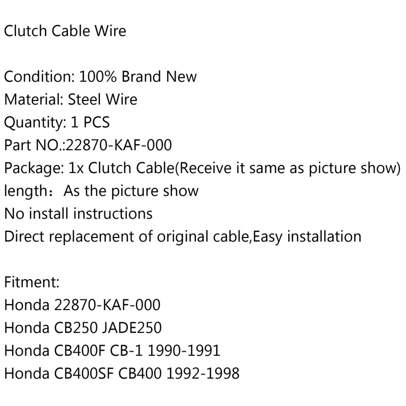 Clutch Cable 22870-KAF-000 For Honda CB250 JADE250 CB400F CB-1 CB400SF CB400 Generic
