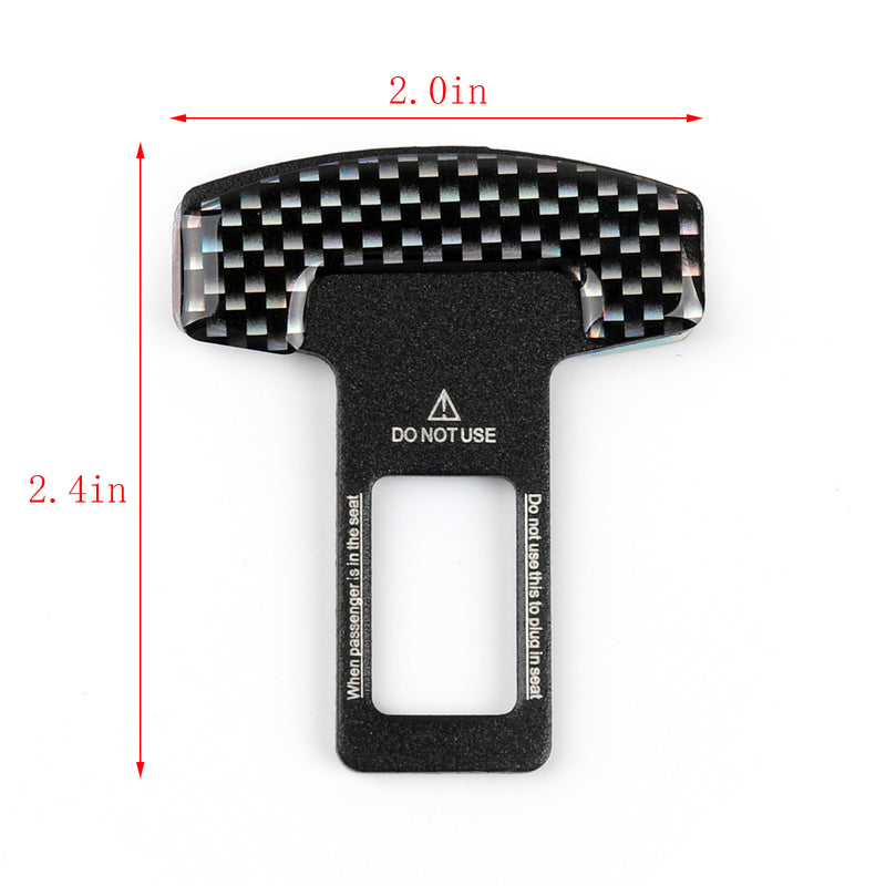 Pair Universal Carbon Fiber Car Safety Seat Belt Buckle Alarm Stopper Clip Clamp