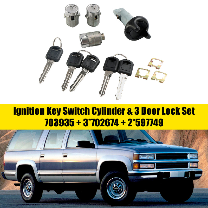 1998-1999 Chevrolet Tahoe Suburban GMC Suburban Yukon Ignition Switch Cylinder & 3 Door Lock Set W/2 Keys