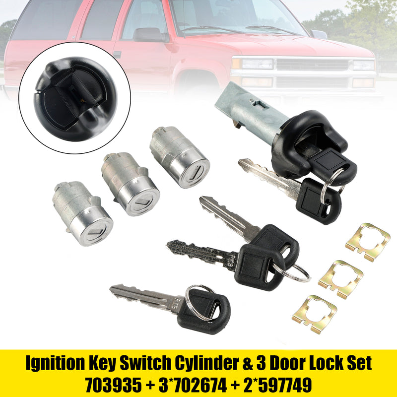 1998-1999 Chevrolet Tahoe Suburban GMC Suburban Yukon Ignition Switch Cylinder & 3 Door Lock Set W/2 Keys