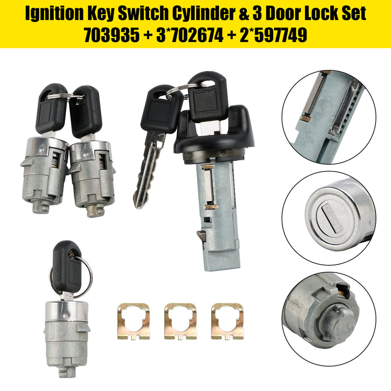 1998-1999 Chevrolet Tahoe Suburban GMC Suburban Yukon Ignition Switch Cylinder & 3 Door Lock Set W/2 Keys