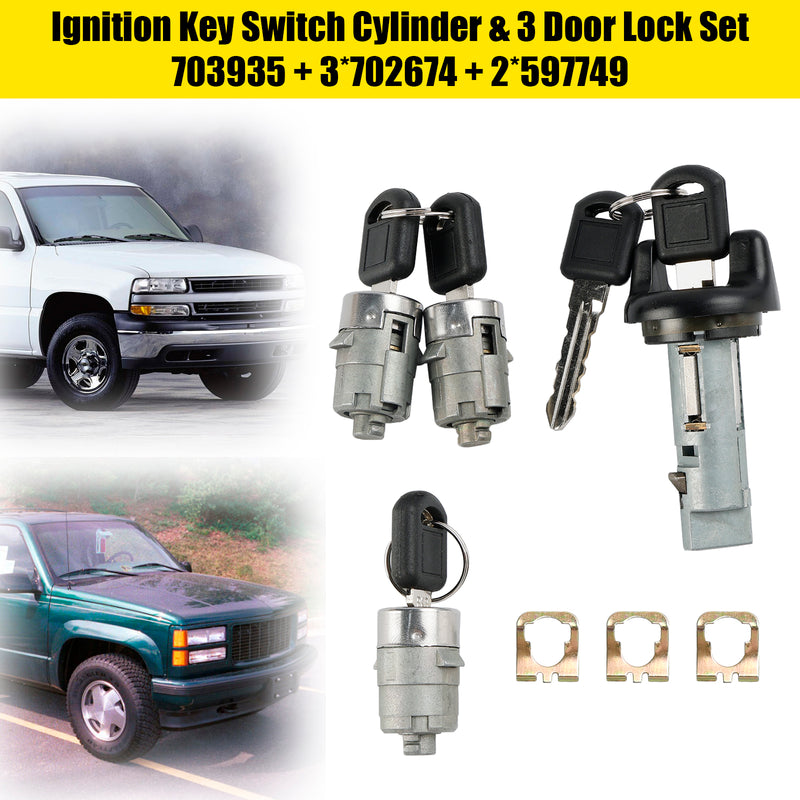 1998-1999 Chevrolet Tahoe Suburban GMC Suburban Yukon Ignition Switch Cylinder & 3 Door Lock Set W/2 Keys