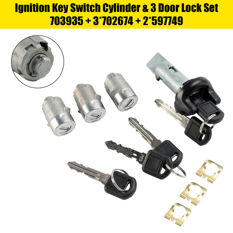 1998-1999 Chevrolet Tahoe Suburban GMC Suburban Yukon Ignition Switch Cylinder & 3 Door Lock Set W/2 Keys