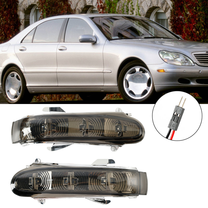 Pair Side Mirror LED Turn Signal Light For Benz S W220 CL W215 1999-2003 Gray