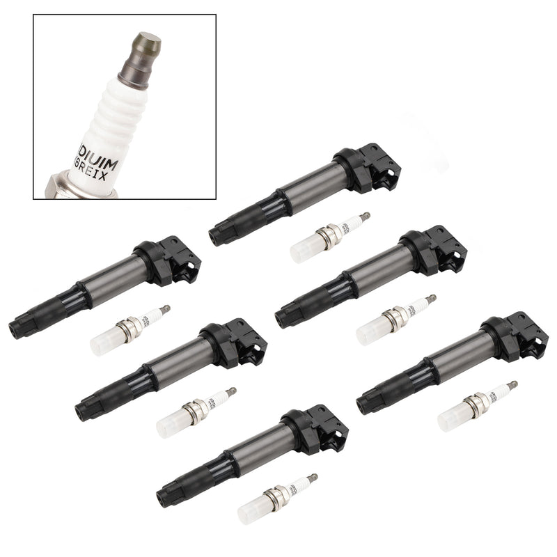 BMW 325 335 525 530i X5 Z4 2.5L 3.0L 6x Ignition Coil+Spark Plug UF515 UF522