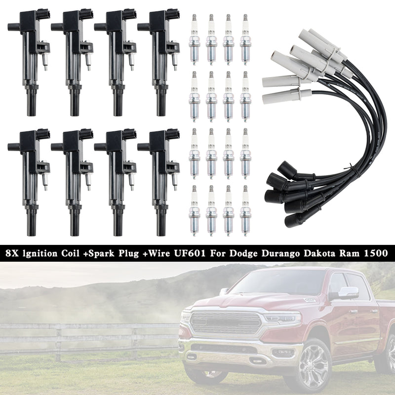 2008-2009 Chrysler Aspen Dodge Durango Jeep Commander (XK) V8 4.7L 8X lgnition Coil +Spark Plug +Wire UF601