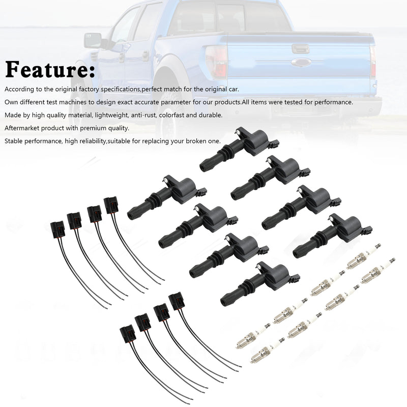 2004-2008 Ford F-150 5.4L V8 8X lgnition Coil +Spark Plug+Connector FD508 DG511 Fedex Express