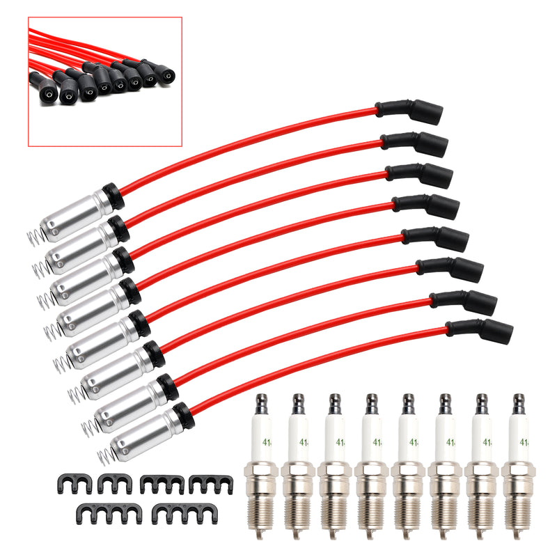 8x Spark Plugs +Wires 10.5mm Set 19299585 For Chevrolet GMC 4.8L 5.3L 6.0L V8