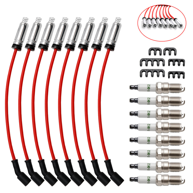 8x Spark Plugs +Wires 10.5mm Set 19299585 For Chevrolet GMC 4.8L 5.3L 6.0L V8