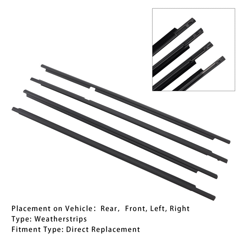 4PCS Door Glass Belt Outer Molding Weatherstrip For Land Cruiser LC100 98-07