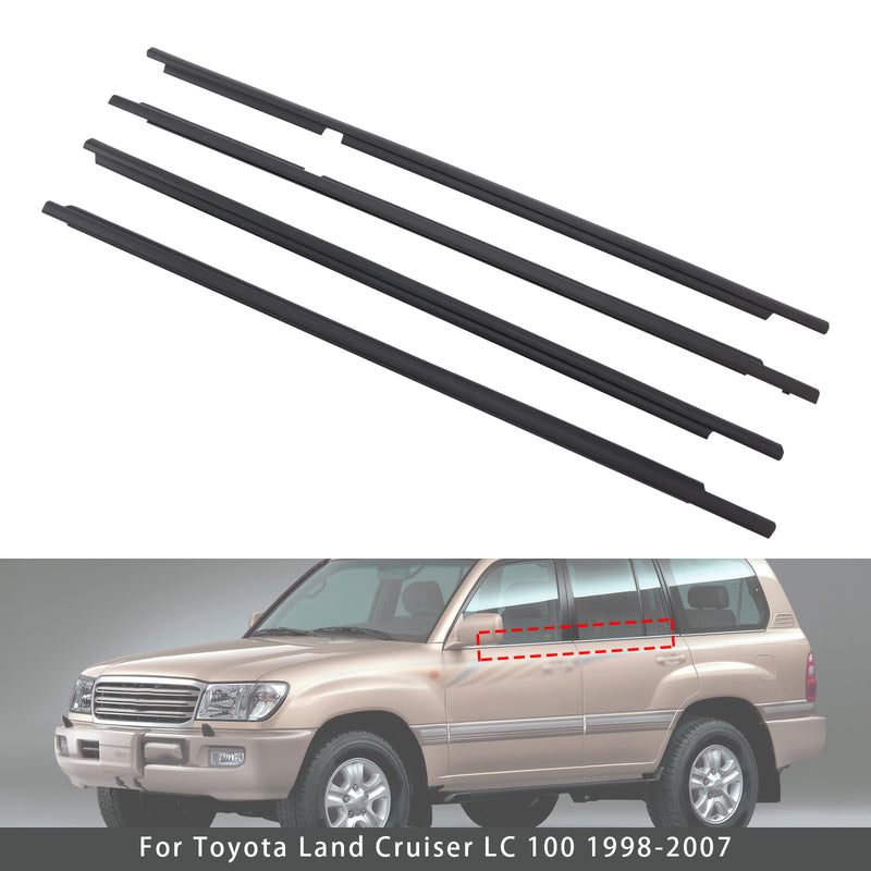4PCS Door Glass Belt Outer Molding Weatherstrip For Land Cruiser LC100 98-07