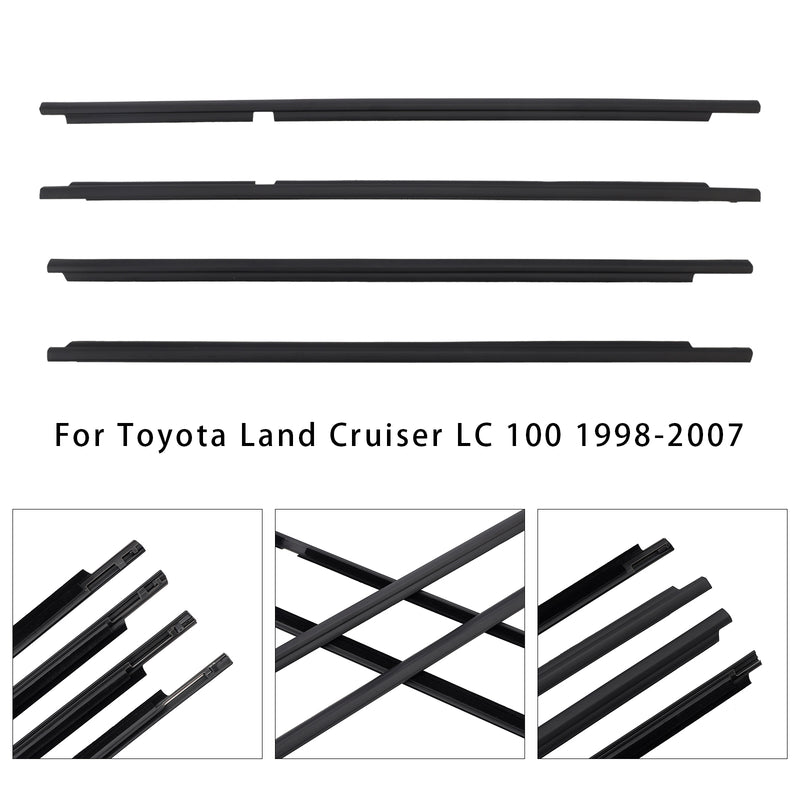 4PCS Door Glass Belt Outer Molding Weatherstrip For Land Cruiser LC100 98-07