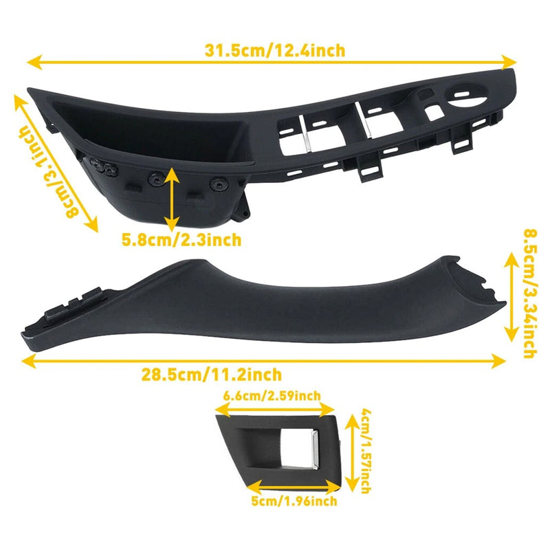 7x Black Inner Door Panel Handle Pull Trim Cover For BMW 5 Series F10 F11 10-16