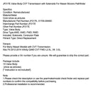 2012-2014 Infinity QX60 CVT FWD L2.5L, V6 3.5L JF017E 31705-29X6D Valve Body CVT Transmission with Solenoids