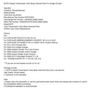 2007-C2010 Chrysler Sebring Town&Country 62TE 6 Speed Transmission Valve Body Solenoid Pack