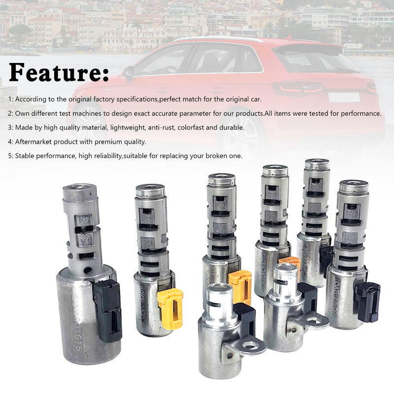 Audi TT 2003-2008 6 Speed F/AWD L4 1.8L 2.0L 3.2L TF60SN 09G Transmission Solenoid Kit Small Valve 8PCS 1298152