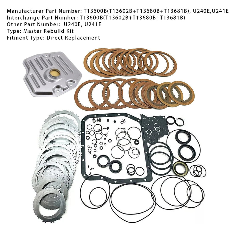 U240E U241E Auto Transmission Master Rebuild Kit Clutch Discs Gasket For Toyota