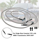 Trans Cooler Hoses Lines Kit 10AN SS For Dodge Ram Cummins 5.9L 48RE Transmission 03-07N SS