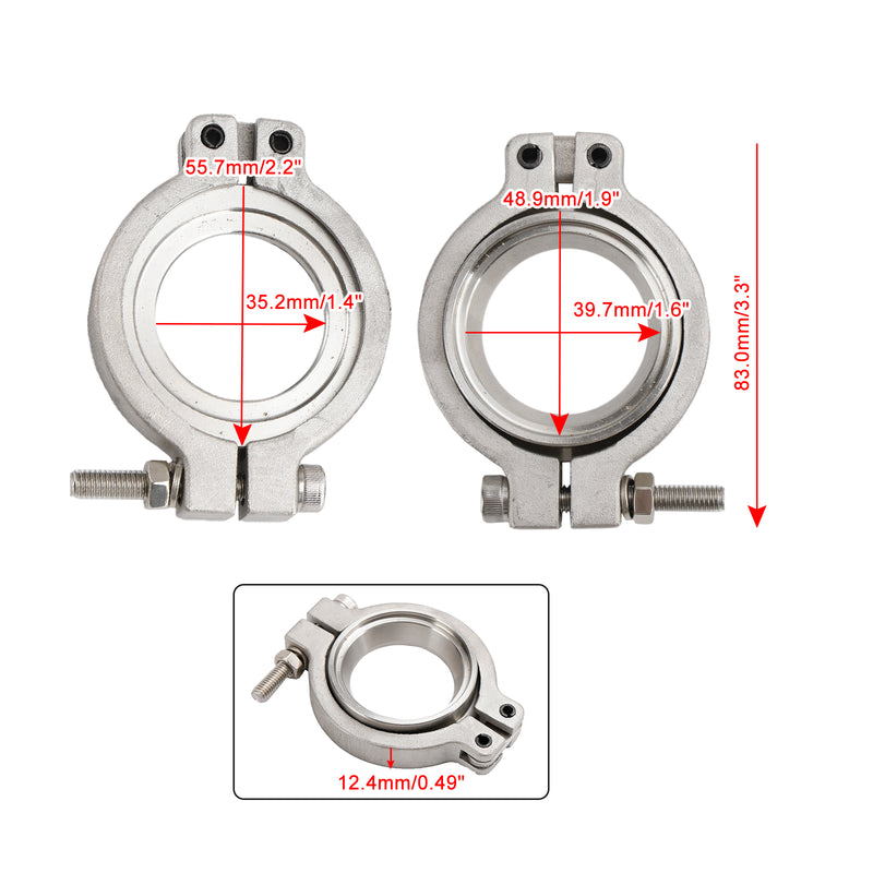 2PC TiAL MV-S 38mm Wastegate V-Band Clamp Set Kit with Screws Nuts and Seals Generic