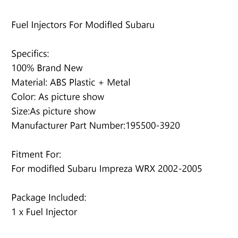 1PCS 850cc Fuel Injectors 195500-3920 Fit ModifIed Impreza WRX 2002-2005 16611-AA521 Generic