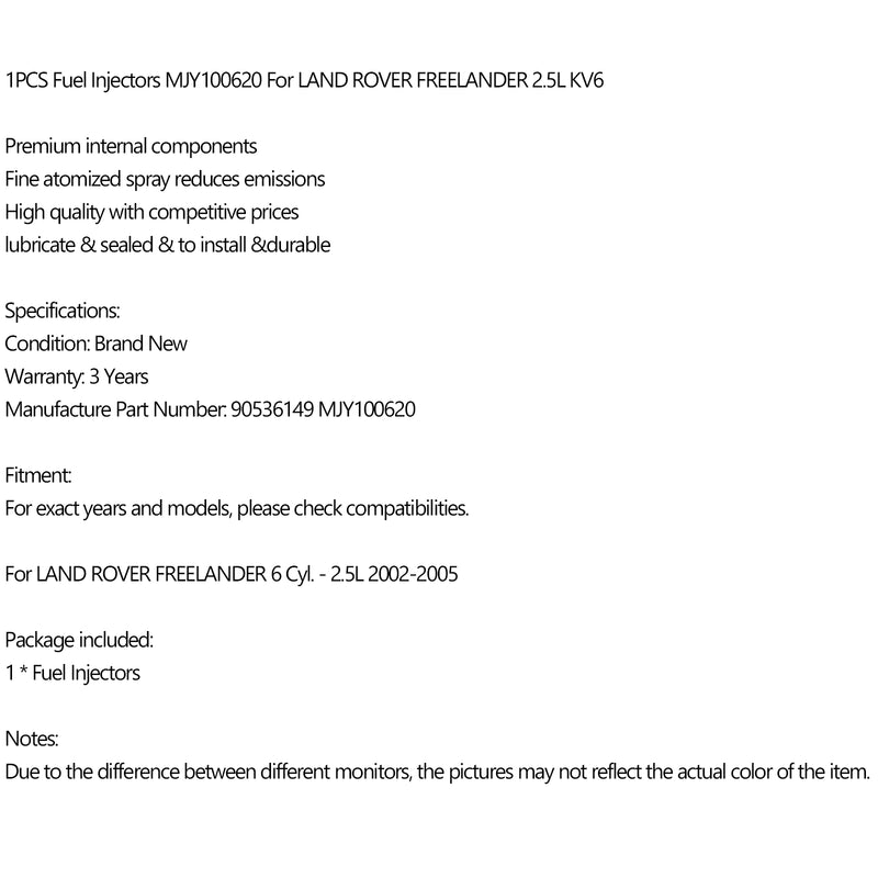 1PCS Fuel Injectors MJY100620 Fit LAND ROVER FREELANDER 2.5L KV6 90536149 Generic