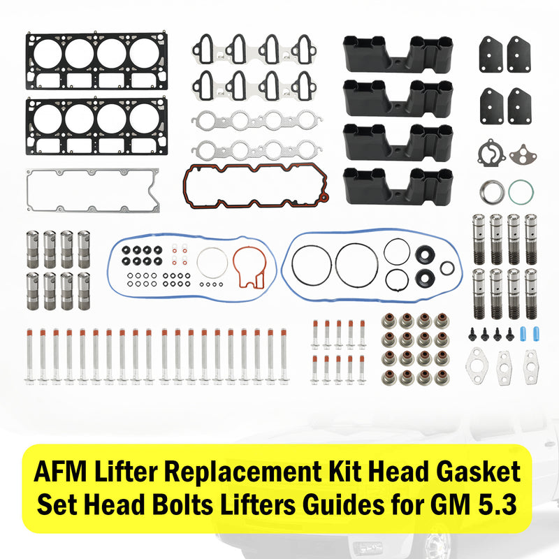 2005-2013 Chevrolet Silverado 1500 5.3L 5328CC 325CID V8 FLEX OHV, (16 Valve) AFM Lifter Replacement Kit Head Gasket Set Head Bolts Lifters Guides Fedex Express Generic