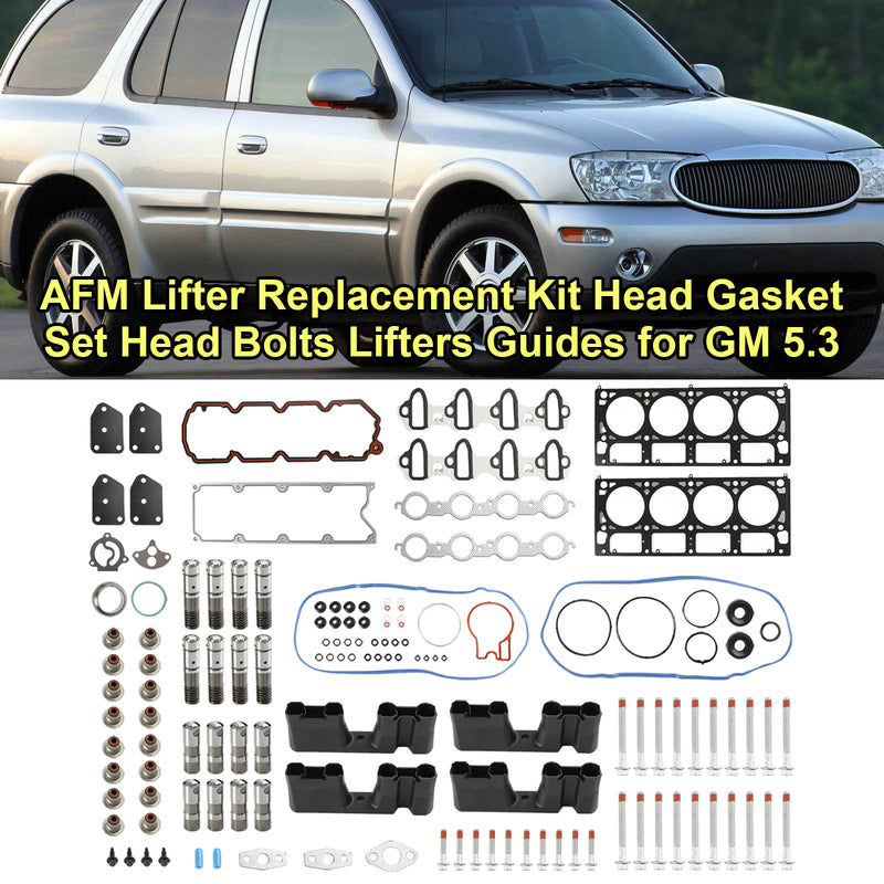 2005-2013 Chevrolet Silverado 1500 5.3L 5328CC 325CID V8 FLEX OHV, (16 Valve) AFM Lifter Replacement Kit Head Gasket Set Head Bolts Lifters Guides Fedex Express Generic