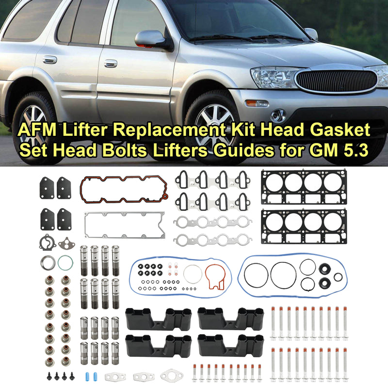 2005-2006 Chevrolet Silverado 1500 5.3L 5328CC 325CID V8 ELECTRIC/GAS OHV, (16 Valve) AFM Lifter Replacement Kit Head Gasket Set Head Bolts Lifters Guides
